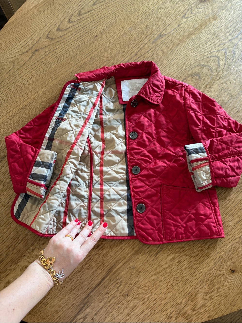 Authentic Burberry Jacket Girls Quilted Cherry Nova Check Coat Children 4-5 yrs